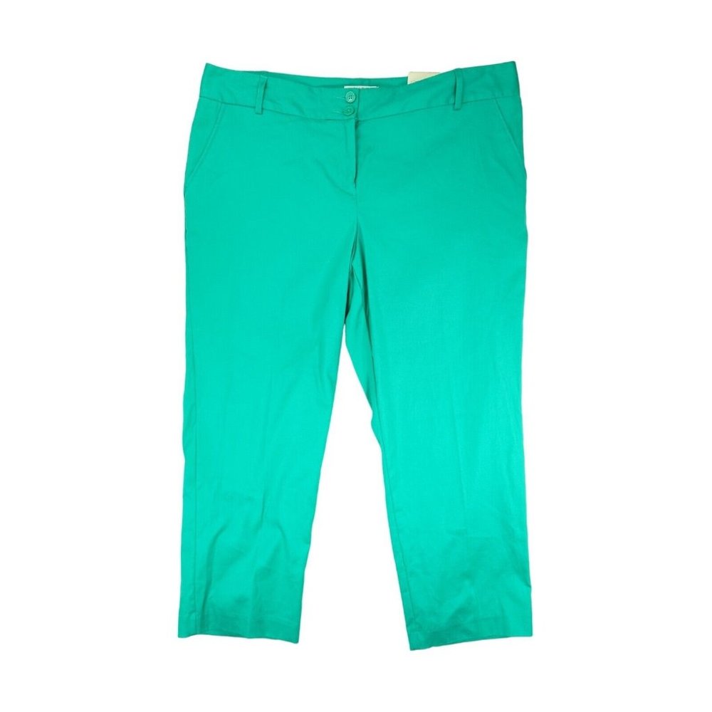 NWT $72 Van Heusen Stretch Extendable Crop Original Fit Women's Size 16 Green
